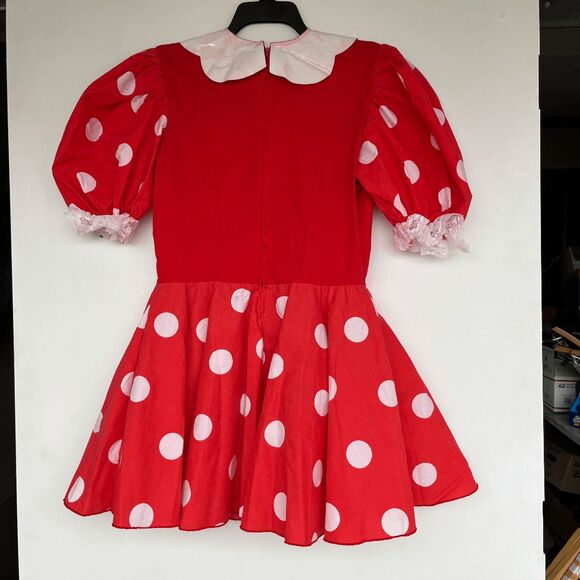 VTG 80s Disney Wear Minnie Mouse Adult Costume Dress M Polka Dot Made in USA - Picture 4 of 11